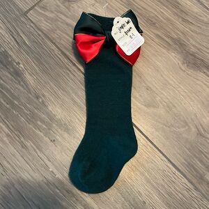 NWT green and red Baby girl dress socks knee highs